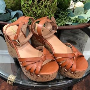 Mossimo Supply Co Cork Leather Brown Studded Heel